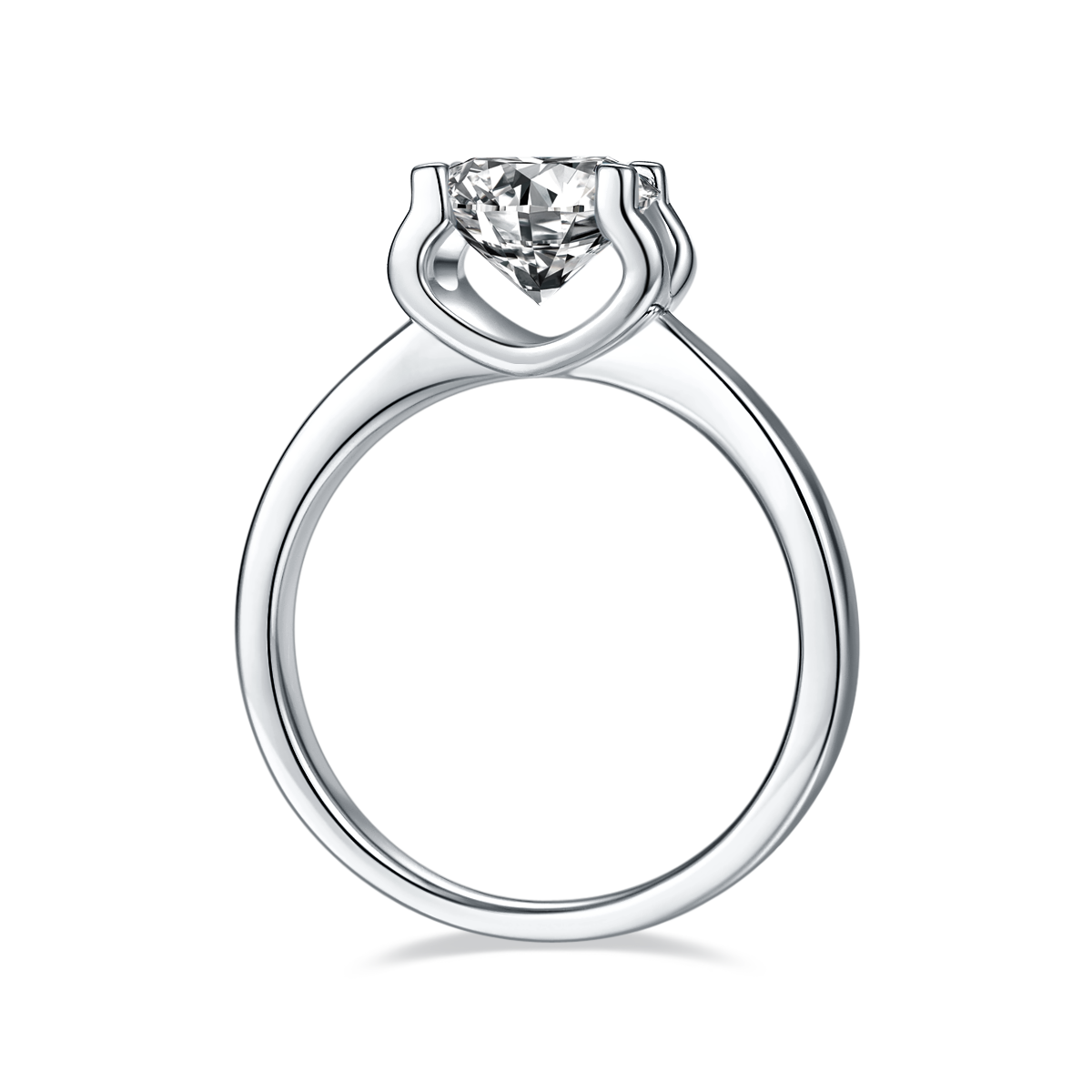 Classic Bullhead S925 Silver Plated Platinum Moissanite Diamond Women's Ring 2.0 Carat D-Class